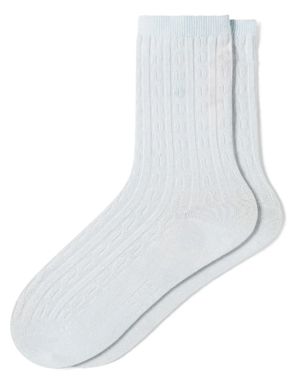 HUE Women's Silk Blend Cable Crew Socks 3 Pairs - Cream, Light Blue, Pink